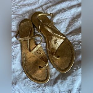 Tory Burch golden sandals